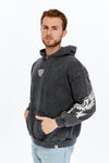 Stone Washed VIKING RAMEN Print at back Cotton Men's Hoodie