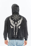 Stone Washed VIKING RAMEN Print at back Cotton Men's Hoodie