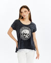 Stone WashedHEAD PHONE SKULLGothic Print Scoop Neck Women's T-Shirt