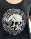 Stone WashedHEAD PHONE SKULLGothic Print Scoop Neck Women's T-Shirt