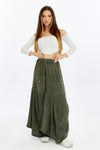 AssymetricalFlare Hem Line Details Midi Skirt