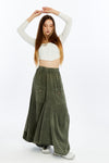 AssymetricalFlare Hem Line Details Midi Skirt