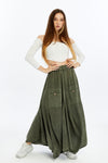 AssymetricalFlare Hem Line Details Midi Skirt