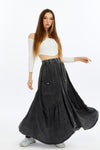 AssymetricalFlare Hem Line Details Midi Skirt
