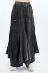 AssymetricalFlare Hem Line Details Midi Skirt