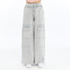 Detailed Straight Flare Leg with pockets Women Stone Washed Cotton Trouse