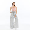 Detailed Straight Flare Leg with pockets Women Stone Washed Cotton Trouse