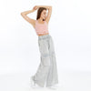 Detailed Straight Flare Leg with pockets Women Stone Washed Cotton Trouse