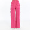 Detailed Straight Flare Leg with pockets Women Stone Washed Cotton Trouse