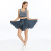 Women self patternedwith belt loop Stone Washed Cotton Plain Skirt