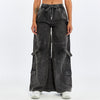 High Waist Flare Legs Women Stone Washed Cotton Trouser