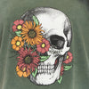 Stone Washed Half Flower SkullPrint Scoop Neck Women's T-Shirt