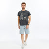 Stone Washed TAKING A WALK ON DARK SIDEPrinted CottonT-shirt