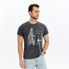 Stone Washed TAKING A WALK ON DARK SIDEPrinted CottonT-shirt