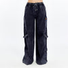 High Waist Flare Legs Women Stone Washed Cotton Trouser