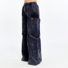 High Waist Flare Legs Women Stone Washed Cotton Trouser
