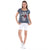 Anthracite Stone Washed Rose Skull Printed Cotton Women Scoop Neck T-shirt