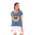 Anthracite Stone Washed Rainbow Cat Printed Cotton Women T-shirt Loose Cut