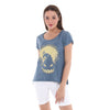 Anthracite Stone Washed Halloween SkullPrint Women's Top