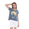 Anthracite Stone Washed Halloween SkullPrint Women's Top