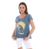 Anthracite Stone Washed Halloween SkullPrint Women's Top