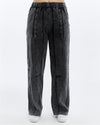 Stone Washed High Waist Details Cotton Trouser