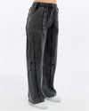 Stone Washed High Waist Details Cotton Trouser