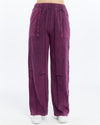 Stone Washed High Waist Details Cotton Trouser