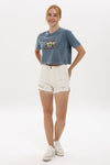 Stone washed Old Lovers Hippe Music Printed Cropped Top