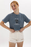 Stone washed I am fine Everything is Fine Printed Cropped Top