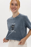 Stone washed I am fine Everything is Fine Printed Cropped Top