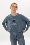 Ballon Cut Zip Front IT'SFINEEVEREYTHINGIS FINE Print Women Sweatshirt