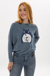 Ballon Cut Zip Front TOTO Print Women Sweatshirt