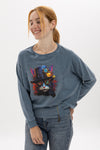 Ballon Cut Zip Front STEAMPUNK CATPrint Women Sweatshirt