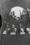 Ballon Cut Zip Front Night Before Christmas Print Women Sweatshirt