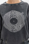 Anthracite Ballon Cut Zip Front Record Vinyl Joy Dvsn Print Women Sweatshirt