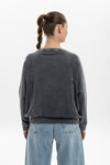 Anthracite Ballon Cut Zip Front Record Vinyl Joy Dvsn Print Women Sweatshirt