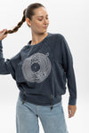 Anthracite Ballon Cut Zip Front Record Vinyl Joy Dvsn Print Women Sweatshirt
