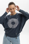 Anthracite Ballon Cut Zip Front Record Vinyl Joy Dvsn Print Women Sweatshirt
