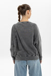 Ballon Cut Zip Front Rainbow Print Women Sweatshirt