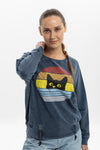 Ballon Cut Zip Front Rainbow Print Women Sweatshirt
