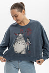 Stone Washed Cotton Dream Totoro PrintWomen Cropped Sweatshirt