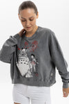 Stone Washed Cotton Dream Totoro PrintWomen Cropped Sweatshirt