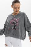 Stone Washed Ghost TreeWomen Cropped Sweatshirt