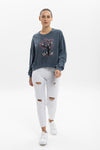 Stone Washed Ghost TreeWomen Cropped Sweatshirt