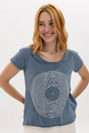Stone WashedRecord Vinyl Jy Dvsn Printed Cotton Women Scoop Neck T-shirt