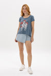 Stone Washed Jelly Fish Mushroom Print Women's Top