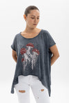 Stone Washed JellyFish Mushroom Pancho Designed Women's T-Shirt