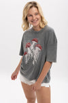 Stone WashedJellyFish MushroomPrinted Women's Relaxed T-Shirt