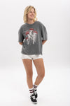 Stone WashedJellyFish MushroomPrinted Women's Relaxed T-Shirt